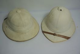 "Comfortease" Two Pith Helmets, Made in London, Internal Dimensions 11cm x 19.5cm, (2)