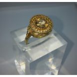 18ct Gold Ladies Dress Ring, Set with a Large central Brilliant cut Gemstone, Stamped 18ct, Gross