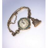 Rolex and Vertex Supreme 9ct and 18ct Gold Enamel Ladies Wristwatch, circa early 20th century, The
