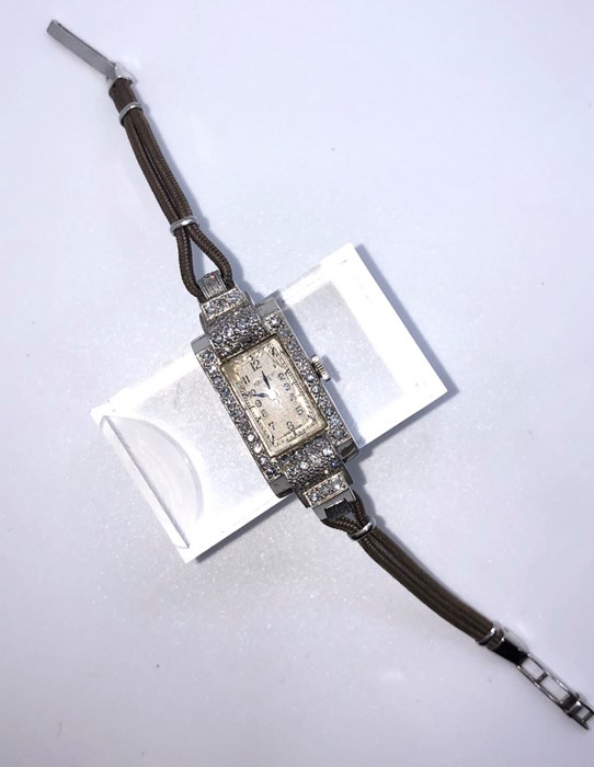 Rolex Art Deco 9ct White Gold and Diamond Ladies Cocktail Wristwatch, circa 1930s, Set with - Image 4 of 7