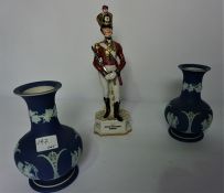 Mixed Lot of Porcelain and Pottery, To include a Continental Porcelain 1822 Figure of "Officer Third