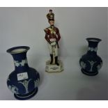 Mixed Lot of Porcelain and Pottery, To include a Continental Porcelain 1822 Figure of "Officer Third