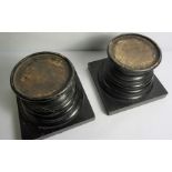 Pair of Ebonised Wood Vase Stands, circa 19th century, 21cm high, 27cm wide, (2)