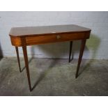 George III Mahogany Inlaid Side Table, Having a Single Drawer, Decorated with Boxwood stringing