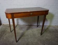 George III Mahogany Inlaid Side Table, Having a Single Drawer, Decorated with Boxwood stringing