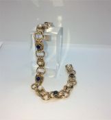 9ct Gold Sapphire and Pearl Bracelet, Set with five Sapphires and Four Pearls, Each Sapphire
