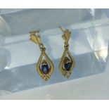 Pair of 9ct Gold Gemstone and Diamond Pear Shaped Earrings, Stamped 375, The Earrings measuring