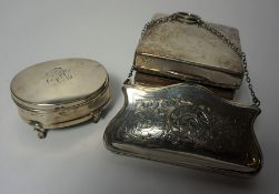 Silver Trinket Box, Monogrammed, 4.5cm high, 7.5cm wide, Also with a Silver Cigarette Box, Having