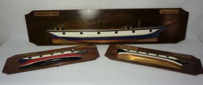 Half Hull Model Ship of Solomon 1903, "Lost in Storm" 19cm high, 112cm wide, Also with two other