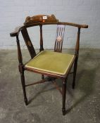 Edwardian Mahogany Inlaid Corner Chair, 79cm high