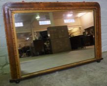 Victorian Walnut Marquetry Overmantel Mirror, 59cm high, 87.5cm wide, Also with a Mahogany Wall