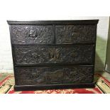 Antique Continental Dark Oak Chest of Drawers, Having two small Drawers above two long Drawers,