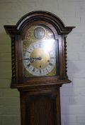Tempus Fugit Oak Grandmother Clock, circa 1940s, Having a Gilt Metal and Silvered Dial, 172cm high