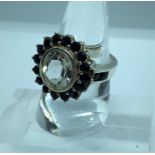 Rock Crystal and Gemstone Ladies Cluster Ring, Set with a Large Rock Crystal, Measuring
