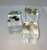 Two Pairs of 9ct Gold Earrings, Gross weight 2.8 Grams, Also with five other pairs of Earrings, To
