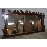 Georgian Style Mahogany Overmantel Mirror, Having Scroll Decoration, Provenance - Formerly Housed in