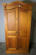 Hardwood Cupboard, Having two Doors enclosing a Shelved interior, 191cm high, 97cm wide, 43cm deep