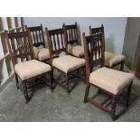 Set of Six Mahogany Dining Chairs, circa early 20th century, Having Later Upholstery, Raised on