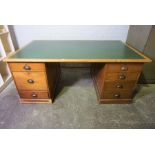 A. Younger, Vintage Kneehole Desk, Having Twin Pedestals with Fitterd Drawers, 76cm High, 183cm
