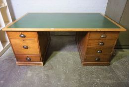A. Younger, Vintage Kneehole Desk, Having Twin Pedestals with Fitterd Drawers, 76cm High, 183cm