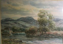 John Hamilton Glass RSA (Scottish 1820-1885) "An Old Mill on the Whiteadder" Watercolour, Signed,