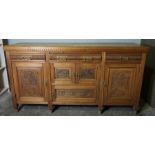 Stained Wood Sideboard, circa early 20th century, Having small Drawers above Cupboard Doors, 97cm