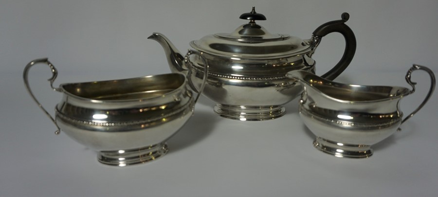 Hamilton & Inches of Edinburgh, Silver Three Piece Tea Service, Comprising of Tea Pot, Sugar and