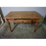 Victorian Pine Farmhouse Side Table, Having a Single Drawer, 76cm High, 123cm Wide, 72cm Deep