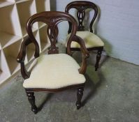 Set of Twelve Victorian Style Hardwood Dining Chairs, 20th century, To include a pair of Carver