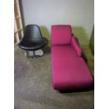 Contemporary Chaise Longue, Upholstered in a Red Fabric, 81cm high, 162cm wide, 70cm deep, Also with