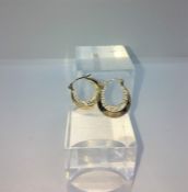 Pair of 9ct Gold Half Hoop Earrings, Gross weight 1.2 Grams, (2)