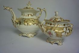 Victorian Rockingham Pattern Part China Tea / Coffee Service, Decorated in Cream and White,