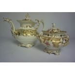 Victorian Rockingham Pattern Part China Tea / Coffee Service, Decorated in Cream and White,