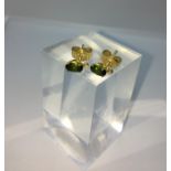 Pair of 18ct Gold Gemstone Earrings, Set with a small Green Gemstone to the centre, Stamped 750,