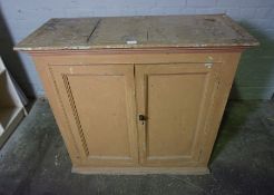 Victorian Painted Pine Cupboard, Having two Doors enclosing a Shelved interior, 98cm High, 105cm