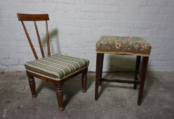 Spindle Back Childs Chair, circa 19th century, 71cm high, Also with a 19th century Stool, (2)