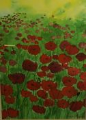 Alan Turner (Scottish) "Poppy Field" Watercolour, Signed to lower right, 35cm x 25cm