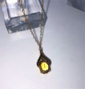9ct Gold and Gemstone Ladies Pendant, On a 9ct Gold Chain, With Matching Earrings, The Gems are