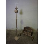 Brass Oil Floor Lamp, 154cm high, Also with an Antique Cast Iron Fire Grate, (2)