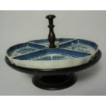 Waring & Gillow, Chinoiserie Pattern Ceramic Hors - D,oeuvre Set, Raised on a Mahogany Lazy Susan,