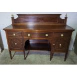 Georgian Style Mahogany Serpentine Sideboard, Having a Pediment above a Large Drawer, Flanked with a