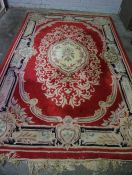 Chinese Style Rug, On a Red Ground, 280cm x 186cm, Also with a smaller example, (2)