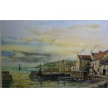 Tom Higgins (Scottish) "Harbour of Refuge" Watercolour, 31cm x 48.5cm