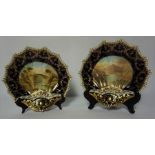 Pair of Aynsley Fruit Comports, circa early 20th century, Signed, Decorated with Pictoral images