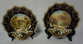 Pair of Aynsley Fruit Comports, circa early 20th century, Signed, Decorated with Pictoral images