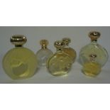 Six Assorted Lalique Glass Perfume Bottles, All Having Stoppers, With contents, Largest 14cm
