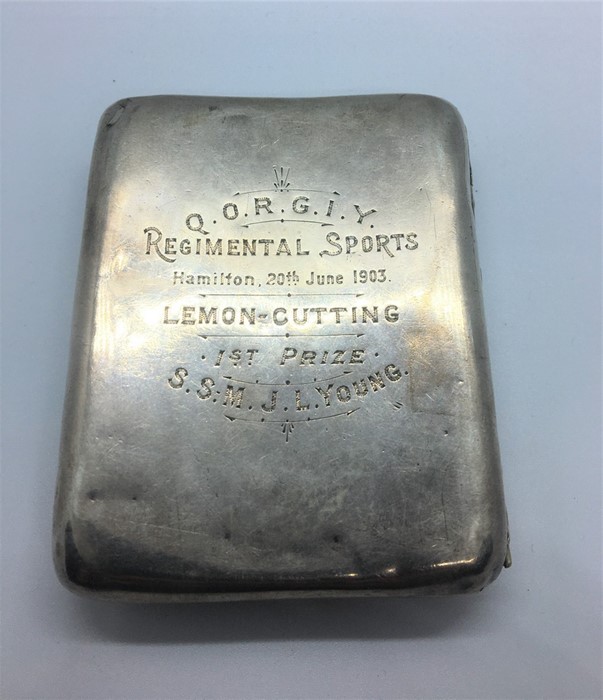 Silver Cigarette Case, Crested to the Obverse, 114 Grams, Also with a Silver Gilt Military Brooch, - Image 3 of 4