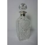 Crystal Decanter with a Silver Collar, Hallmarks for London, With Stopper, The Decanter Having