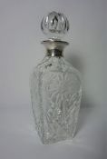 Crystal Decanter with a Silver Collar, Hallmarks for London, With Stopper, The Decanter Having