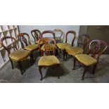 Harlequin Set of Eleven Victorian Balloon Back Dining Chairs, Comprising of a set of Four, Three
